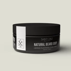 A jar of All Natural Beard Goop on a white background.