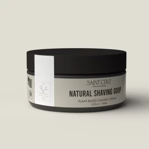 A jar of All Natural Shaving Goop on a white background.