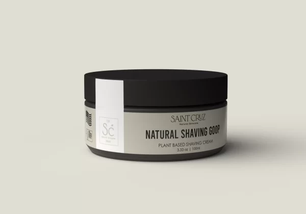 A jar of All Natural Shaving Goop on a white background.