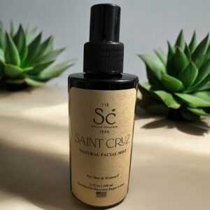 Facial mist bottle with succulent plants.